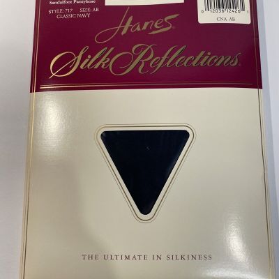 Vintage Hanes Silk Reflections Silky Sheer Classic Navy AB Pantyhose